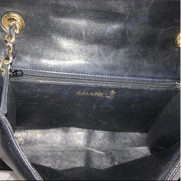 Authentic Vintage single flap quilted CC LAMBSKIN medium shoulder bag - Picture 3 of 4